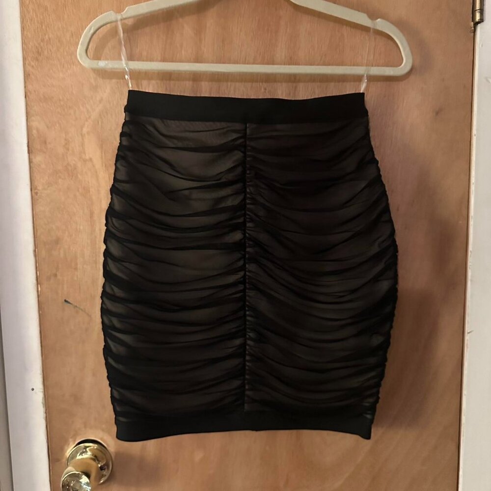 The GIRLCODE - Black Ruched Bandage Mini Skirt